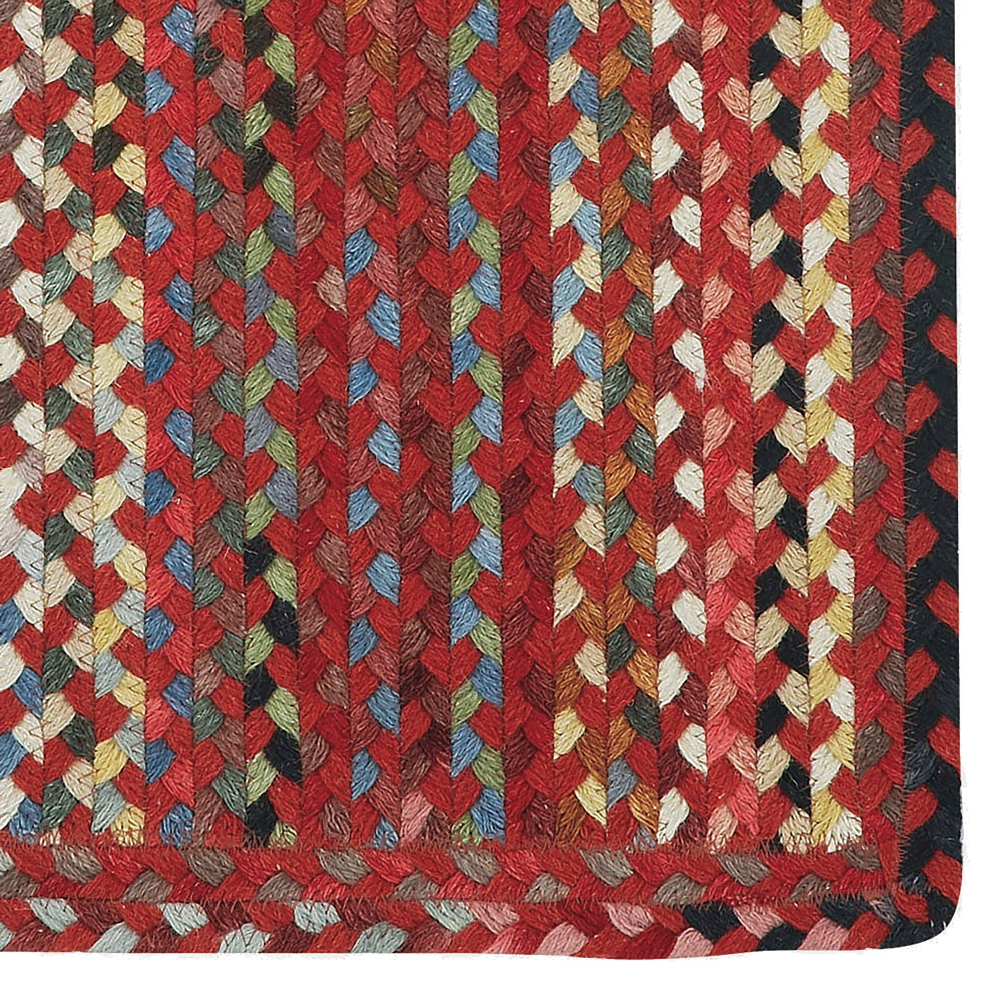 Plymouth Country Red Braided Rug Vertical Stripe Rectangle image