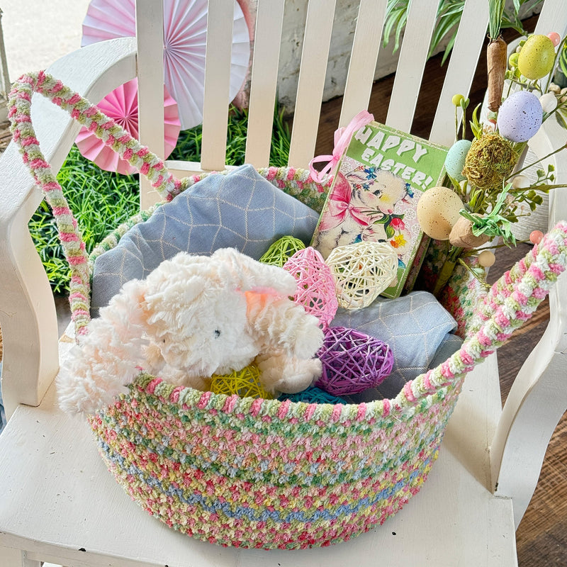 Happy Holidays-Easter Grass Braided Rug Basket Roomshot image