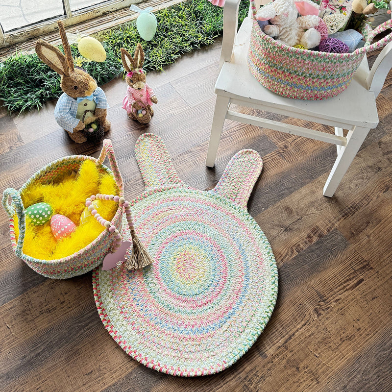 Happy Holidays-Easter Grass Braided Rug Round Roomshot image