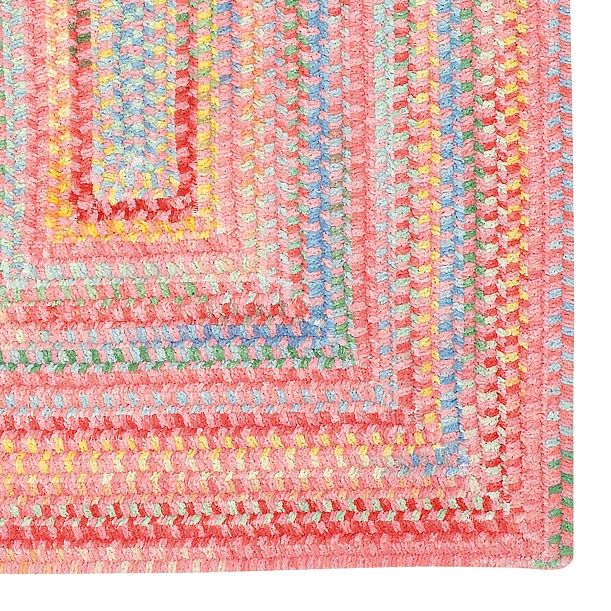 Cutting Garden Tea Rose Braided Rug Concentric Rectangle image