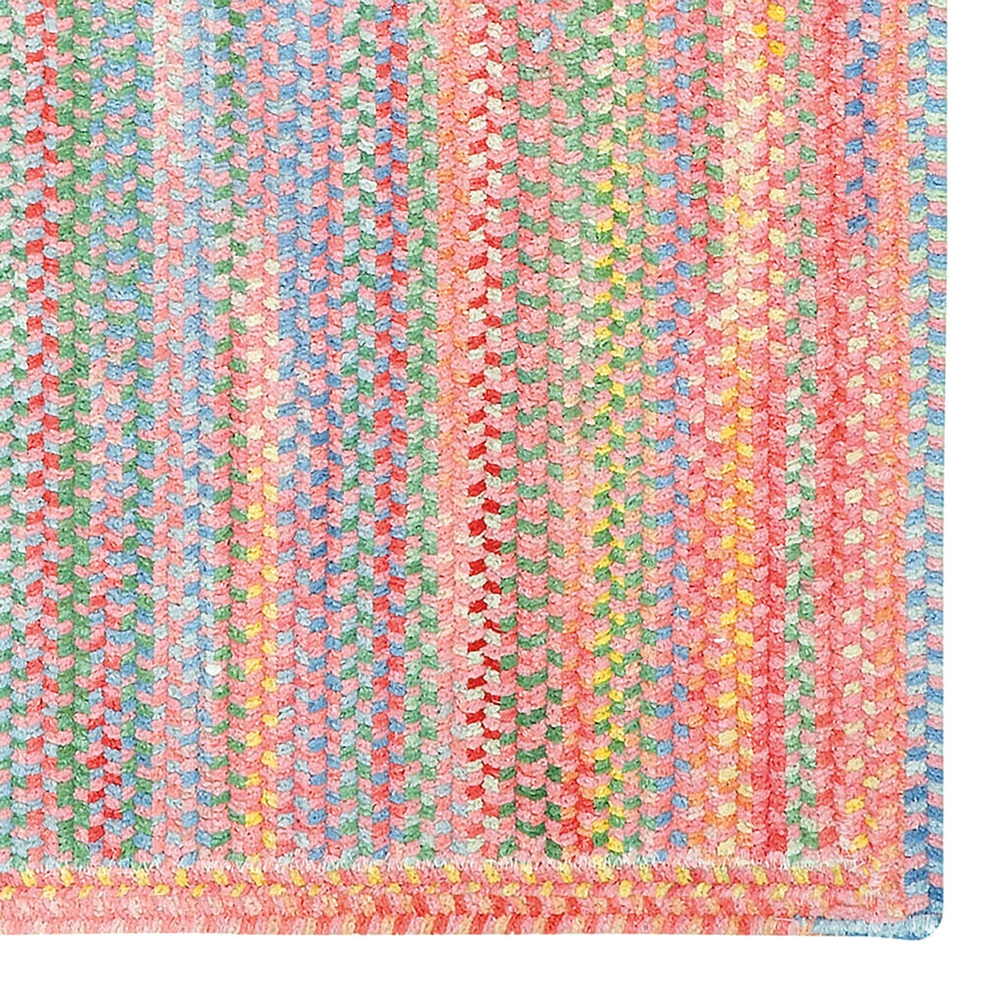 Cutting Garden Tea Rose Braided Rug Vertical Stripe Rectangle image