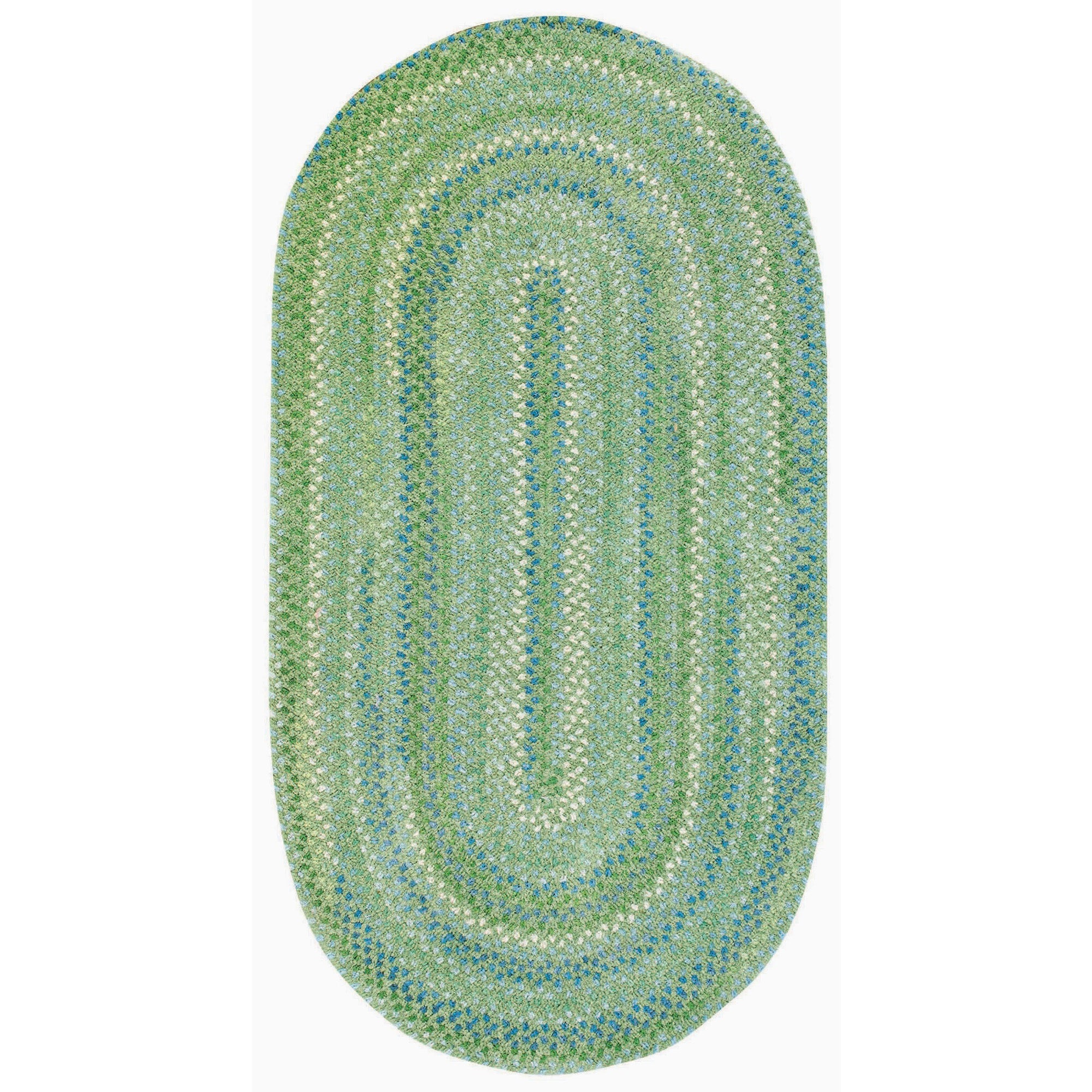 Sailor Boy Sea Monster Green Braided Rug Oval image