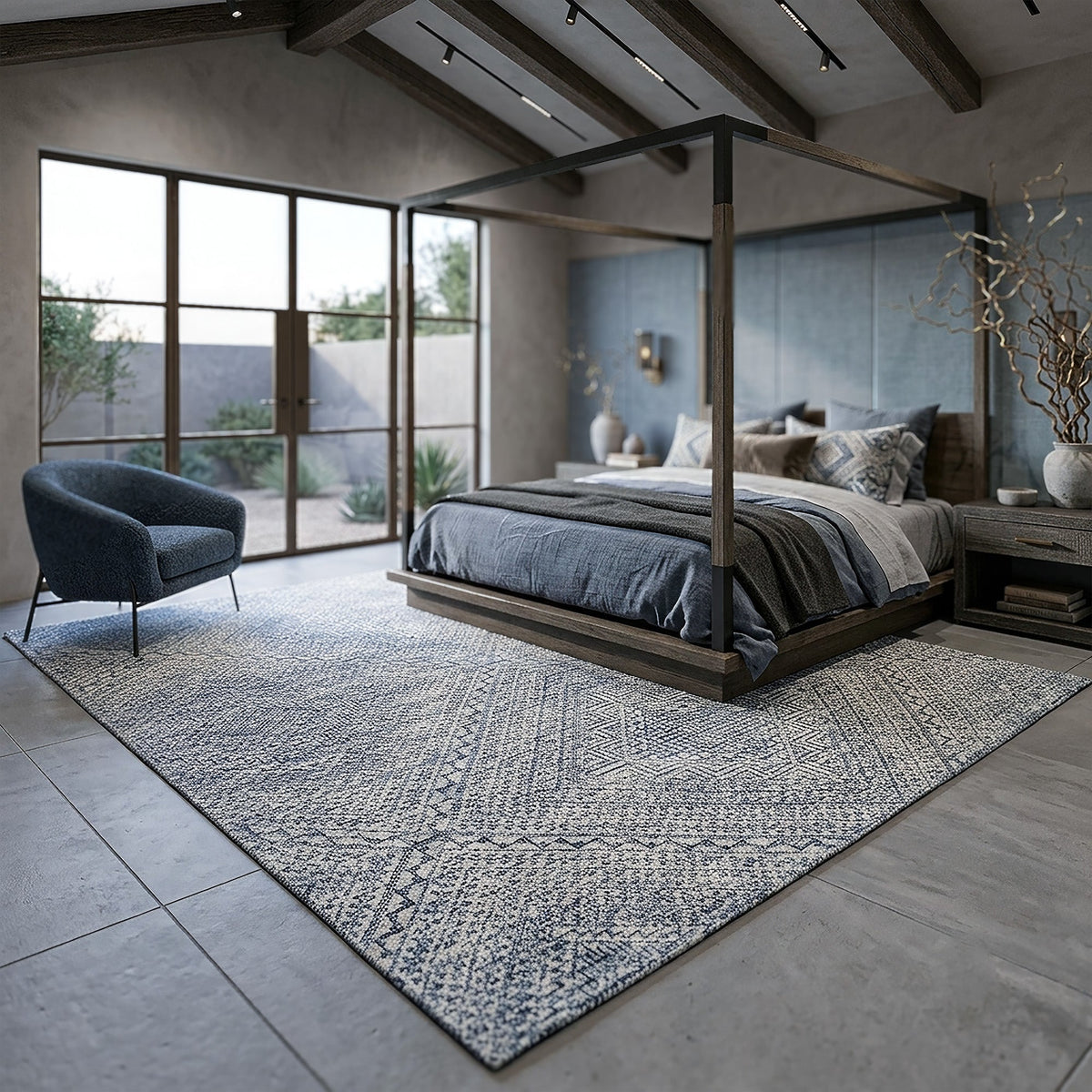 Eluru Indigo Hand Knotted Rug Rectangle image