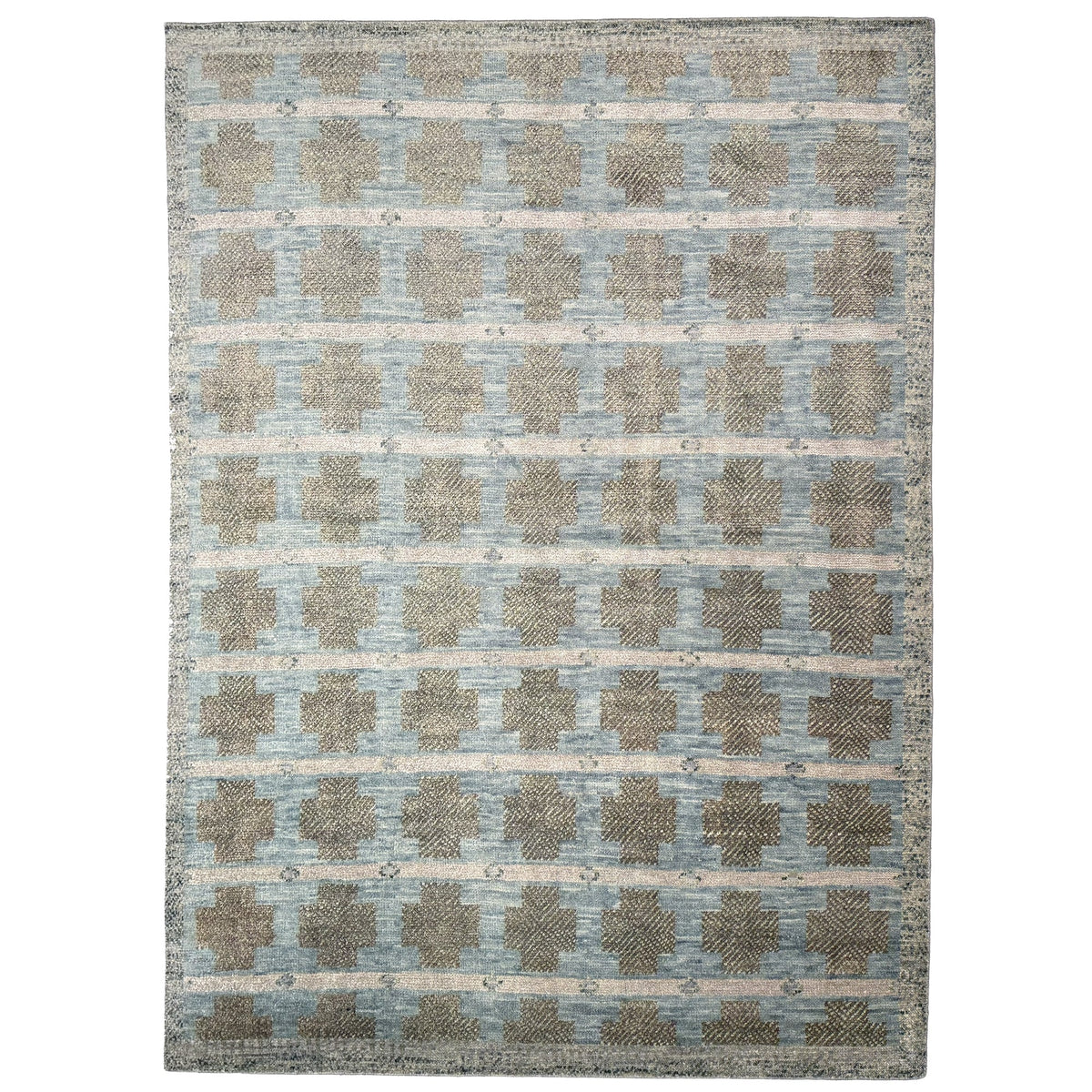 Scandi Teal Hand Knotted Rug Rectangle image