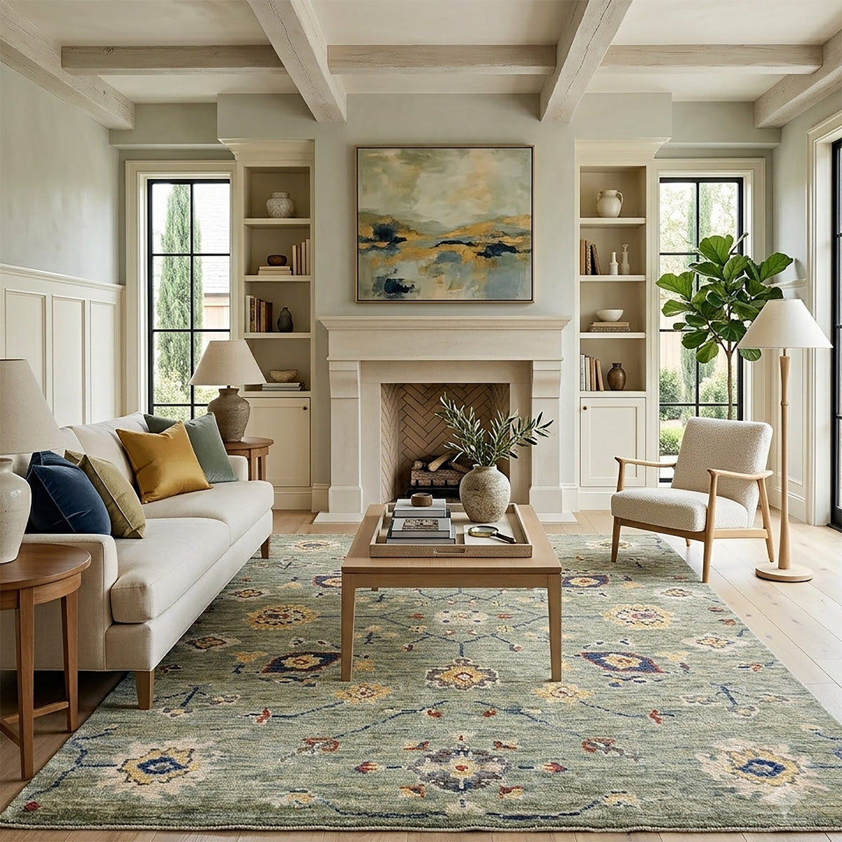 Zaria Mint Hand Knotted Rug Rectangle image