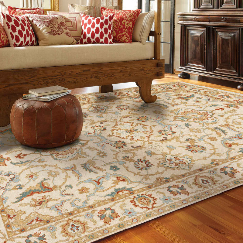 Ashia Ivory Multi Hand Knotted Rug Rectangle Roomshot image