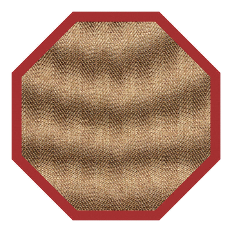 Islamorada-Herringbone Canvas Jockey Red Indoor/Outdoor Bordere Rectangle image