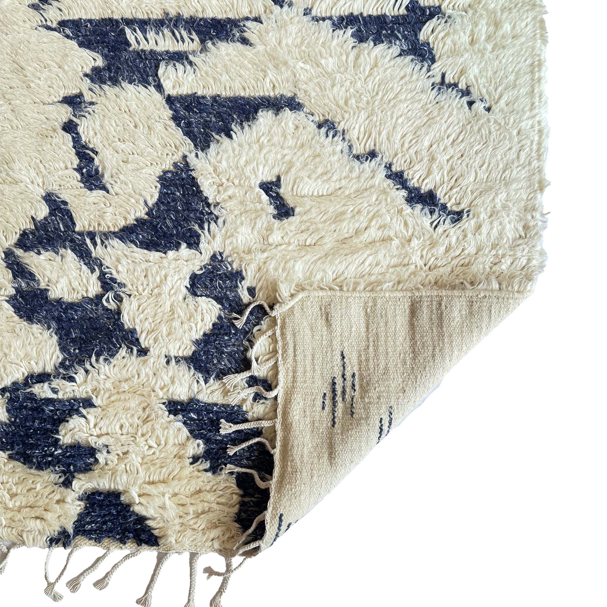 Nomad Ivory Navy Hand Knotted Rug Rectangle image