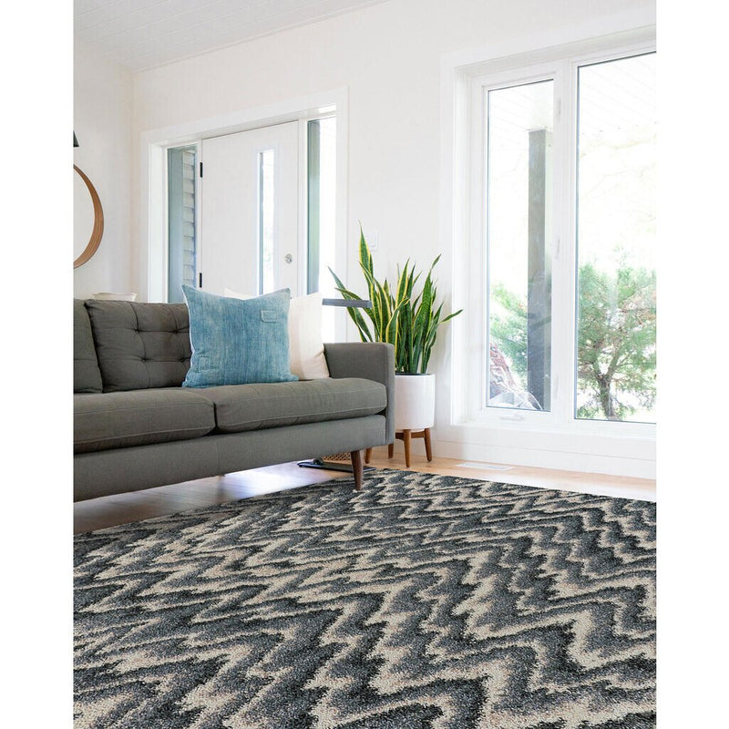 Mineral-Flamestitch Blue Slate Machine Woven Rug Rectangle image