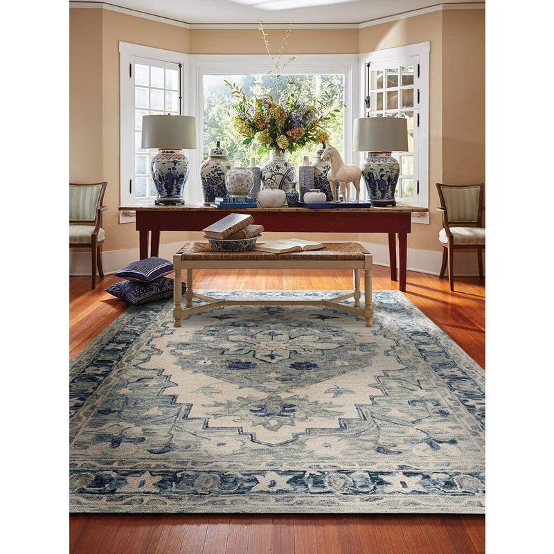 Avanti-Medallion Ivory Denim Hand Tufted Rug Rectangle Roomshot image