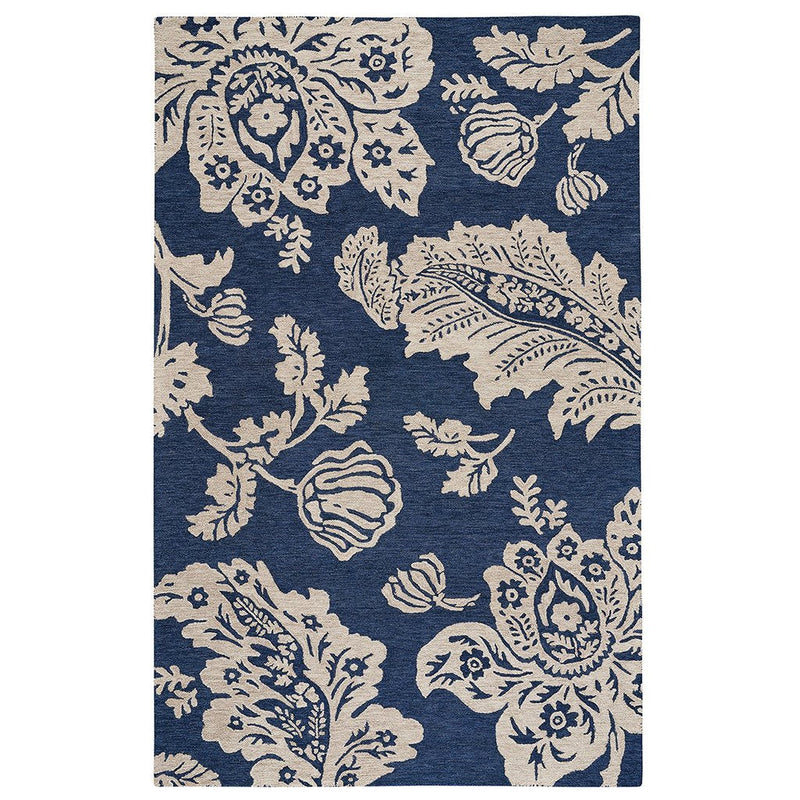 Everard Damask Navy Hand Tufted Rug Rectangle image