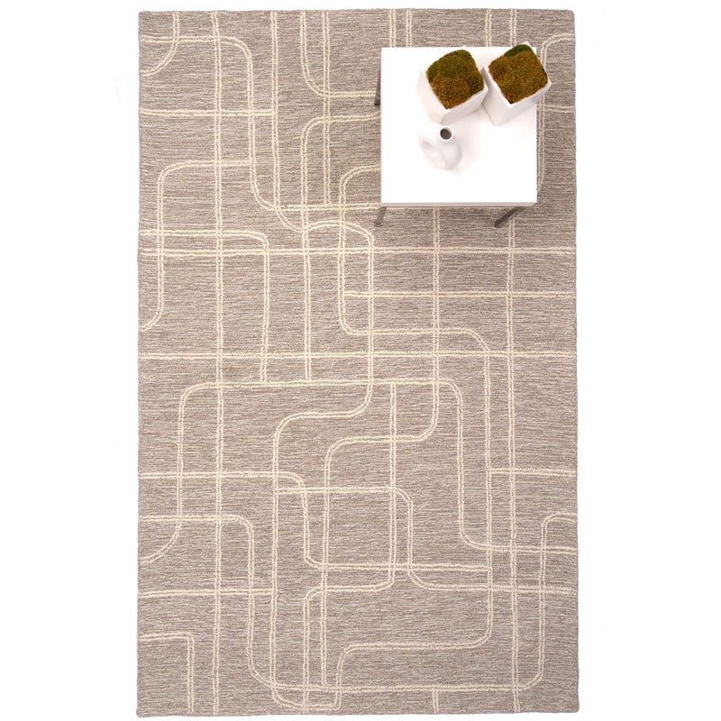 Lineas Graphite Hand Tufted Rug Rectangle Roomshot image