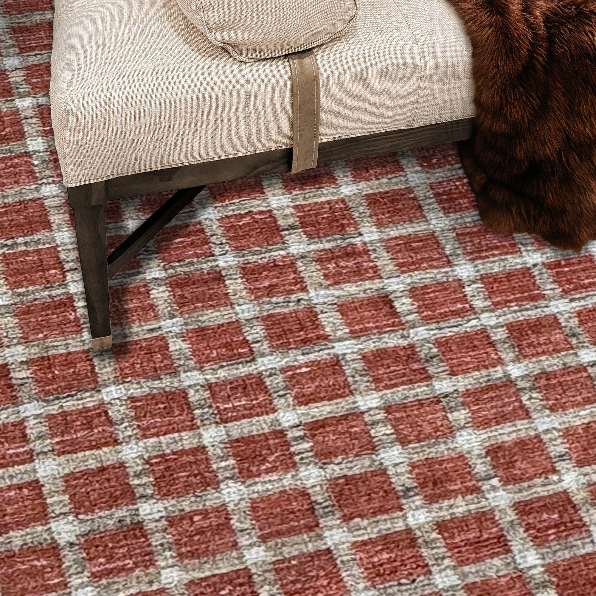 Tattersall Brick Hand Loomed Area Rug Rectangle image