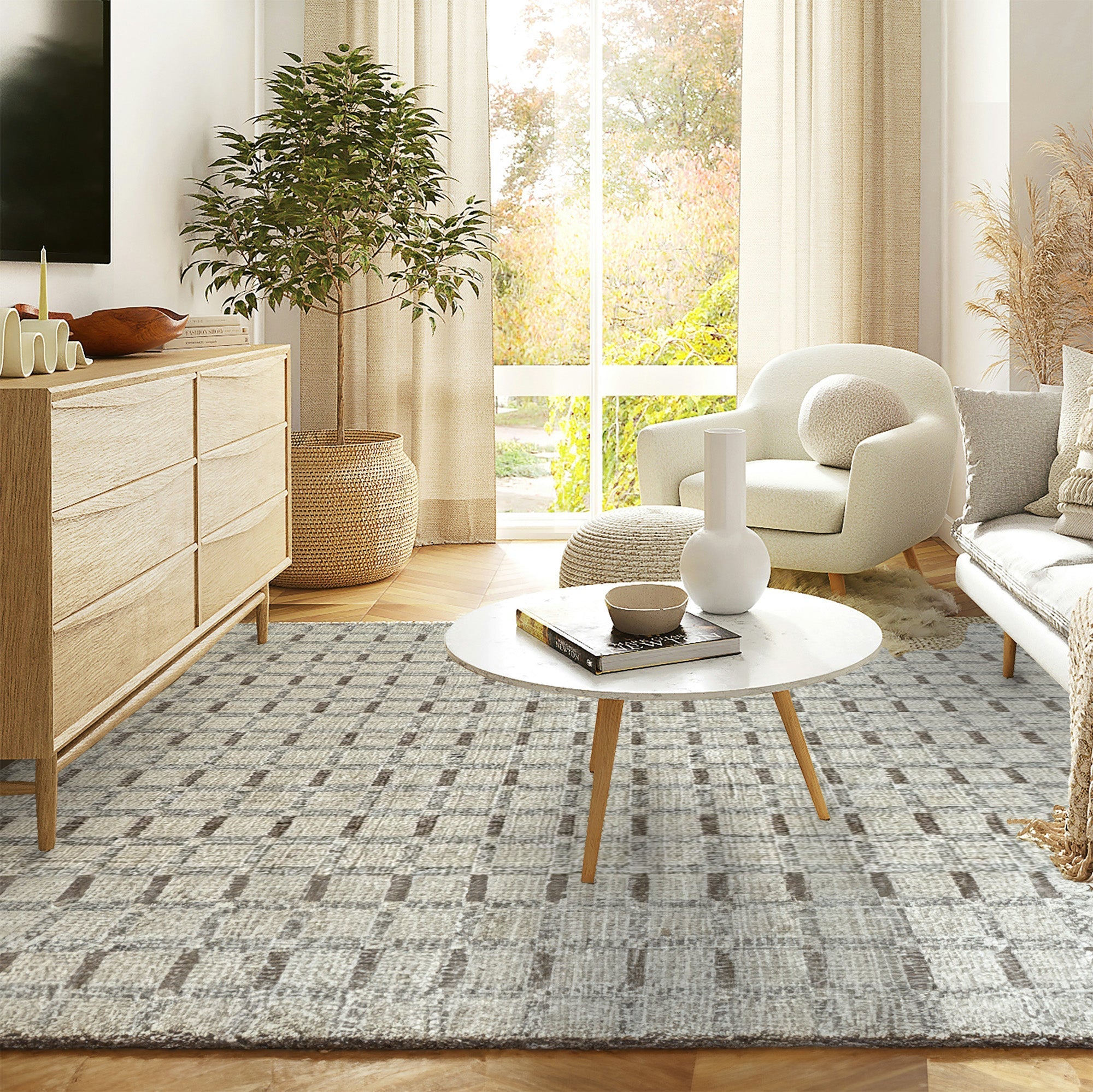 Tattersall Birch Hand Loomed Area Rug Rectangle image