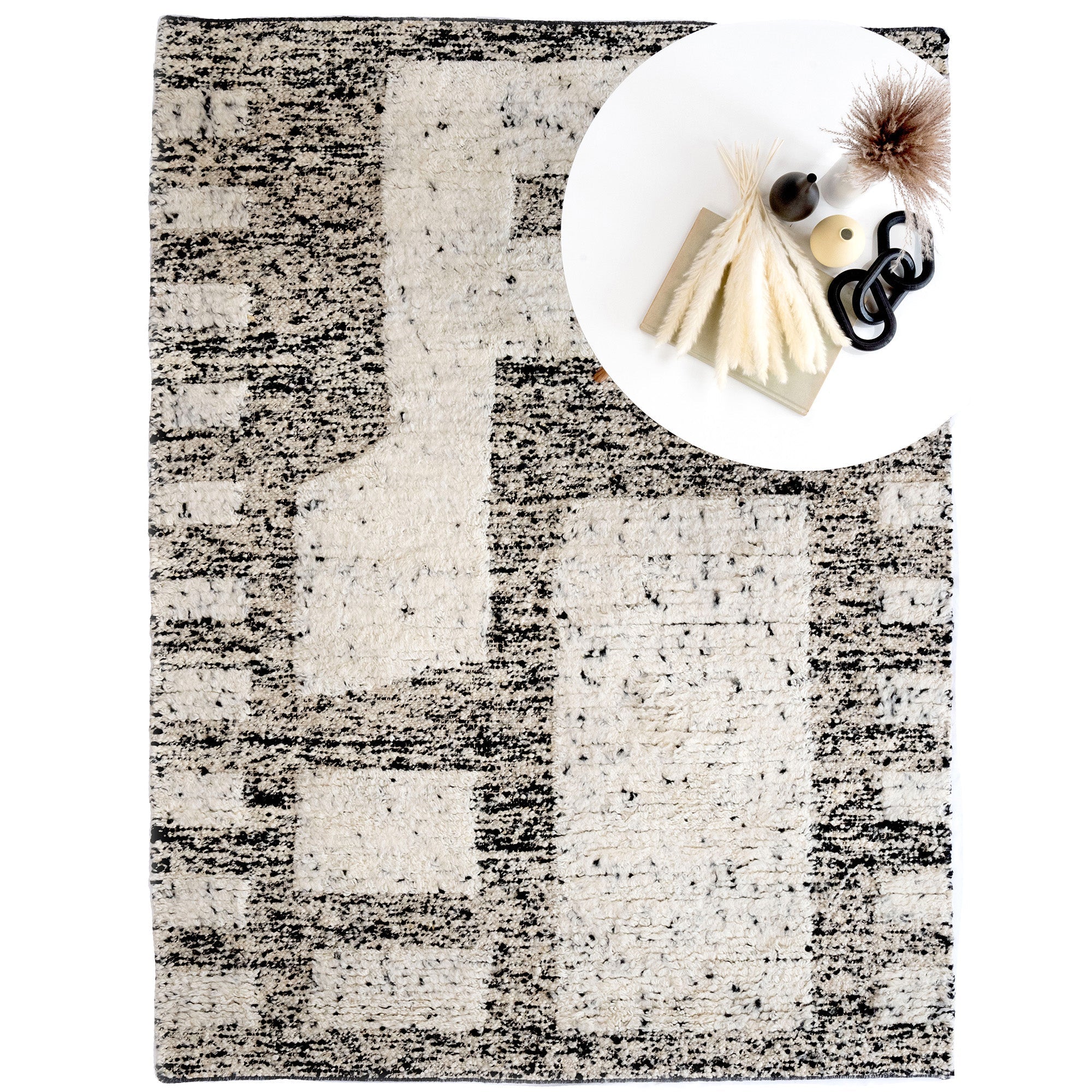 Aria Black White Flat Woven Rug Rectangle image