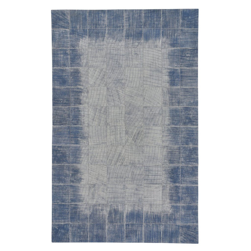 Laramie-Brushed Blocks Sky Flat Woven Rug Rectangle image