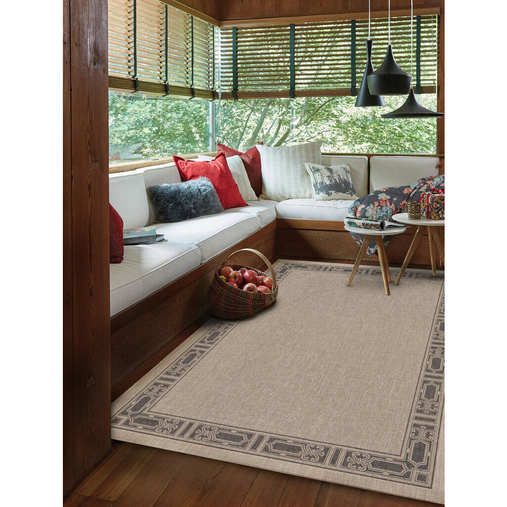 Finesse-Motif Charcoal Machine Woven Rug Rectangle image