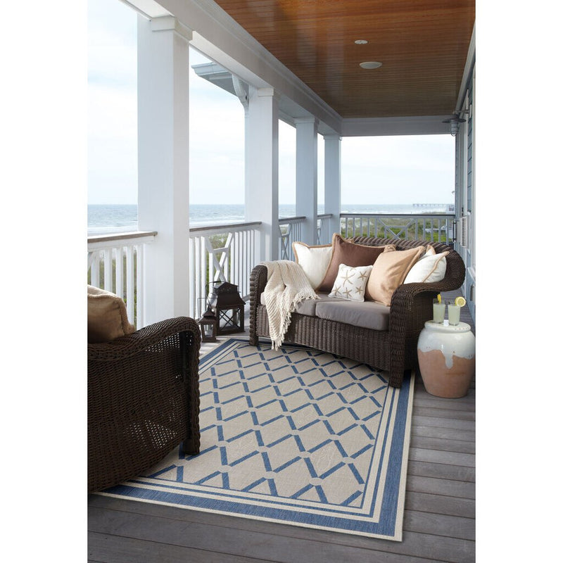 Finesse-Lattice Capri Blue Machine Woven Rug Rectangle image