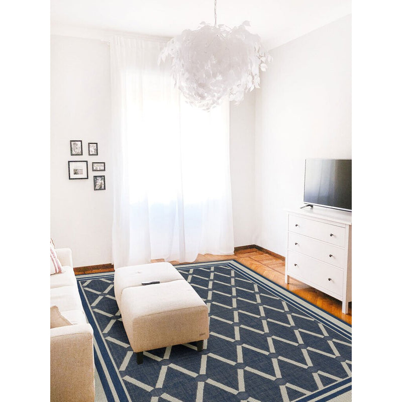 Finesse-Lattice Navy Machine Woven Rug Rectangle image