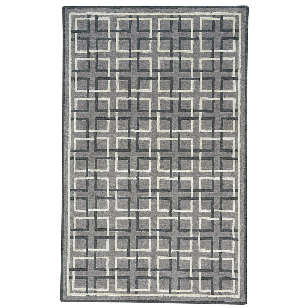 Square Trellis Grey Hand Tufted Rug Rectangle image