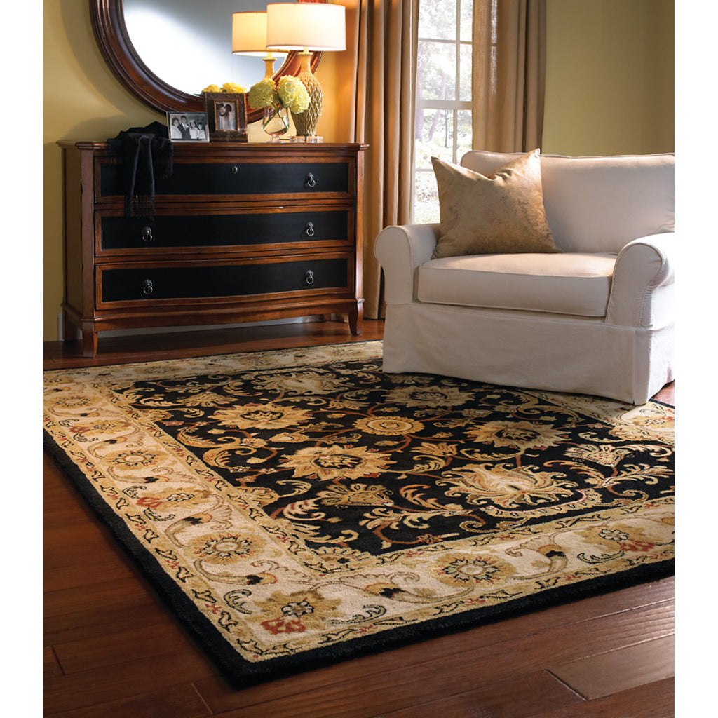 Eloquent Garden Brilliant Black Hand Tufted Rug Rectangle image