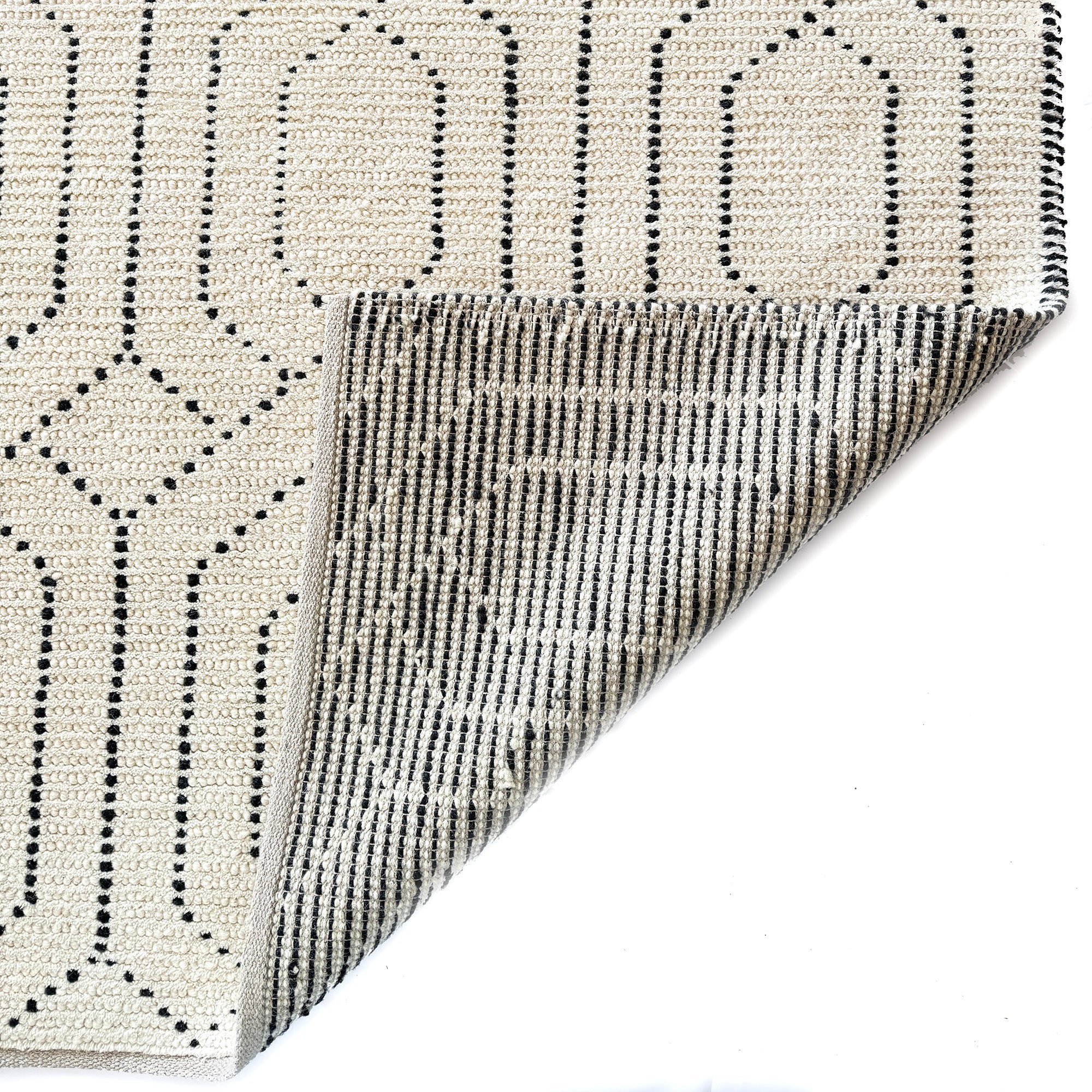 Geometrics Ivory Black Hand Woven Area Rug Rectangle image