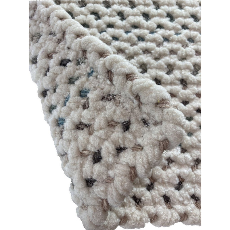 Dramatic Static Cyber White Braided Rug Cross-Sewn Back image