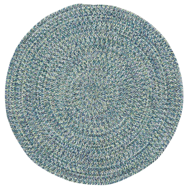 Sea Glass Ocean Blue Braided Rug Round image