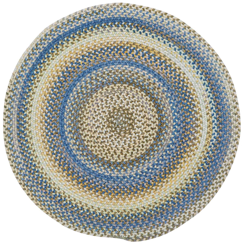 American Legacy Natural Blue Braided Rug Round image