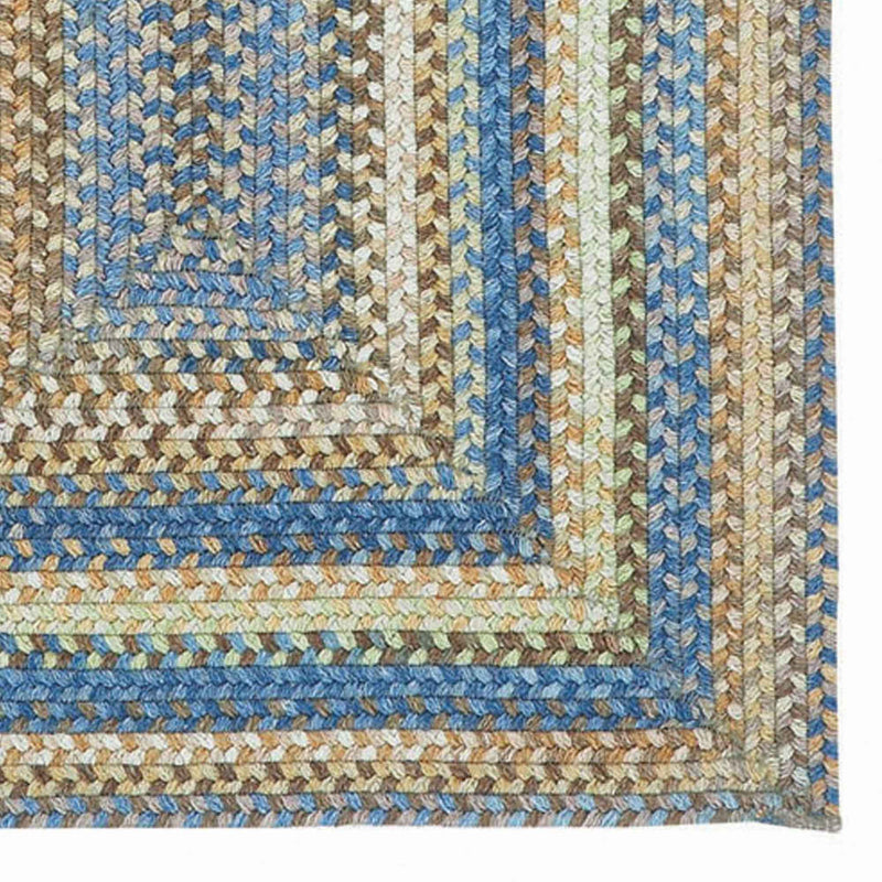 American Legacy Natural Blue Braided Rug Concentric Corner image