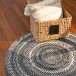 Bambini Cool Gray Braided Rug Round Roomshot image