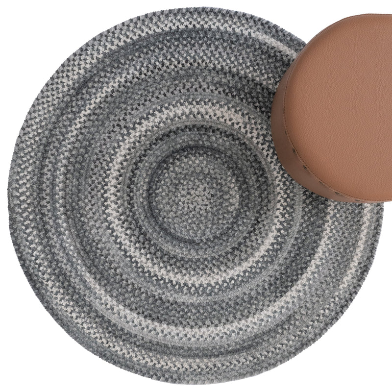 Bambini Cool Gray Braided Rug Round Roomshot image