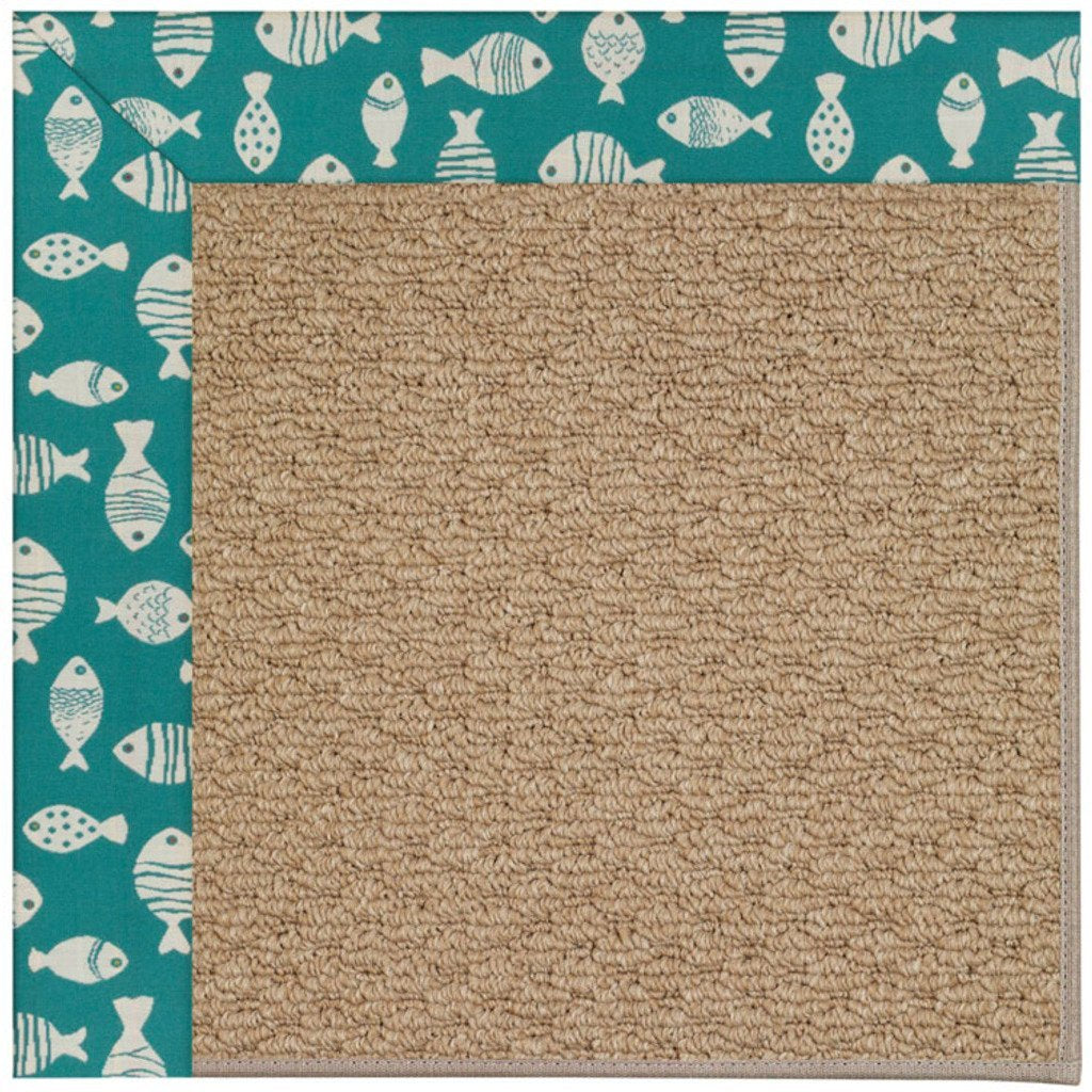 Creative Concepts-Raffia Go Fish Turquoise Machine Tufted Rug Runner image