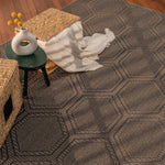 Reed Graphite Machine Woven Rug Rectangle Roomshot image