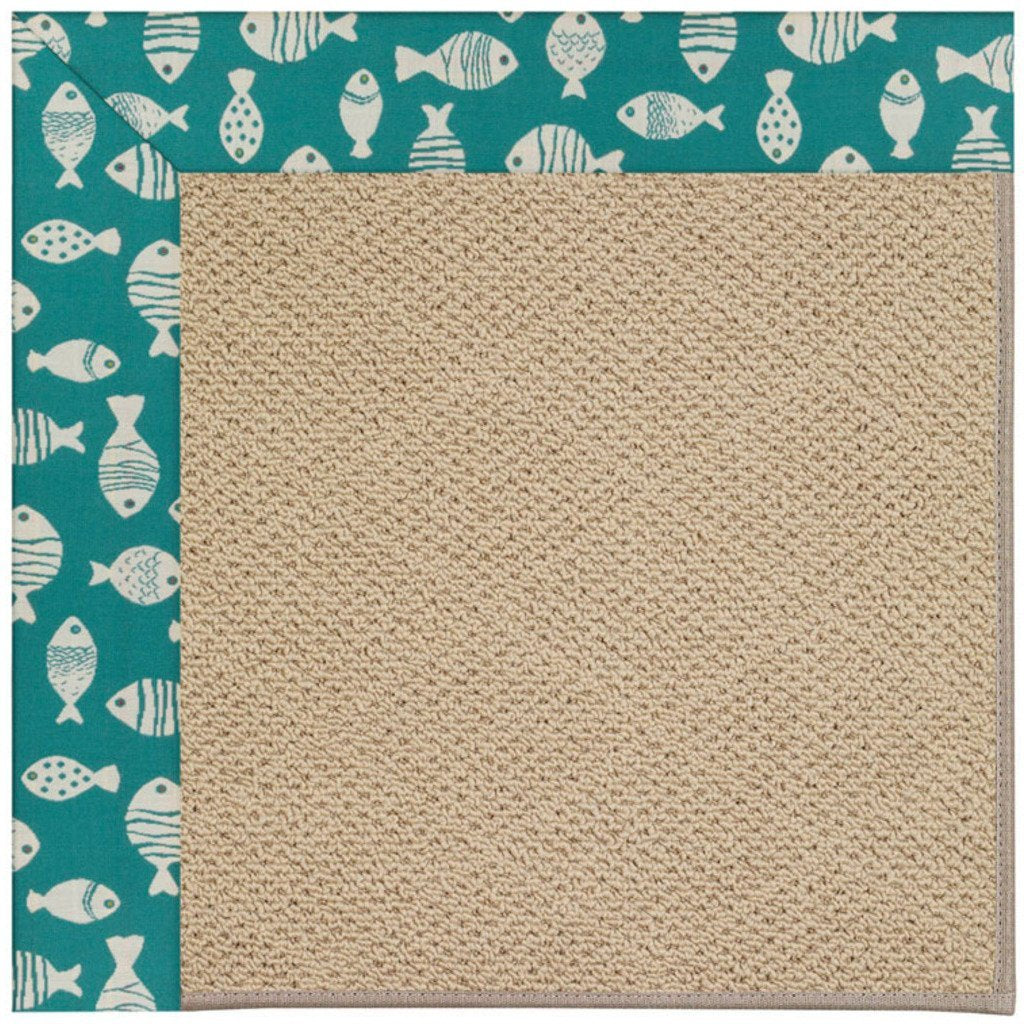 Creative Concepts-Cane Wicker Go Fish Turquoise Machine Tufted Rug Rectangle image