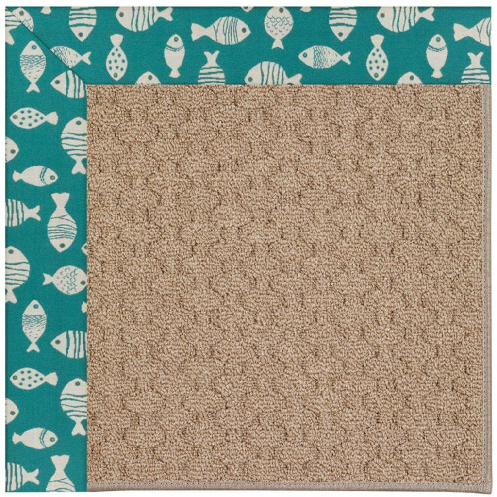 Creative Concepts-Grassy Mtn. Go Fish Turquoise Machine Tufted Rug Rectangle image